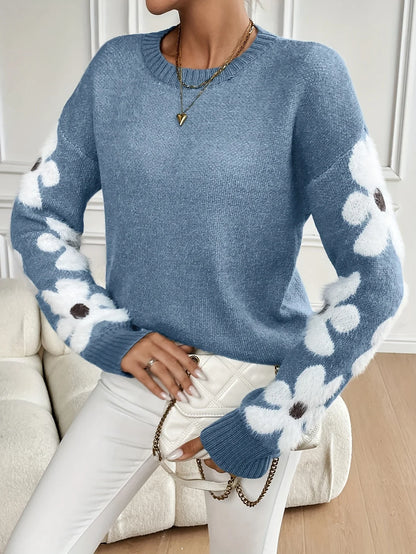 Cassy Knitted Floral Sweater